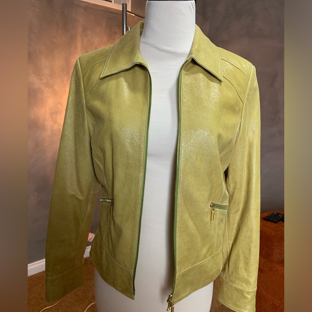 Classiques Entier Lime Green Leather Jacket